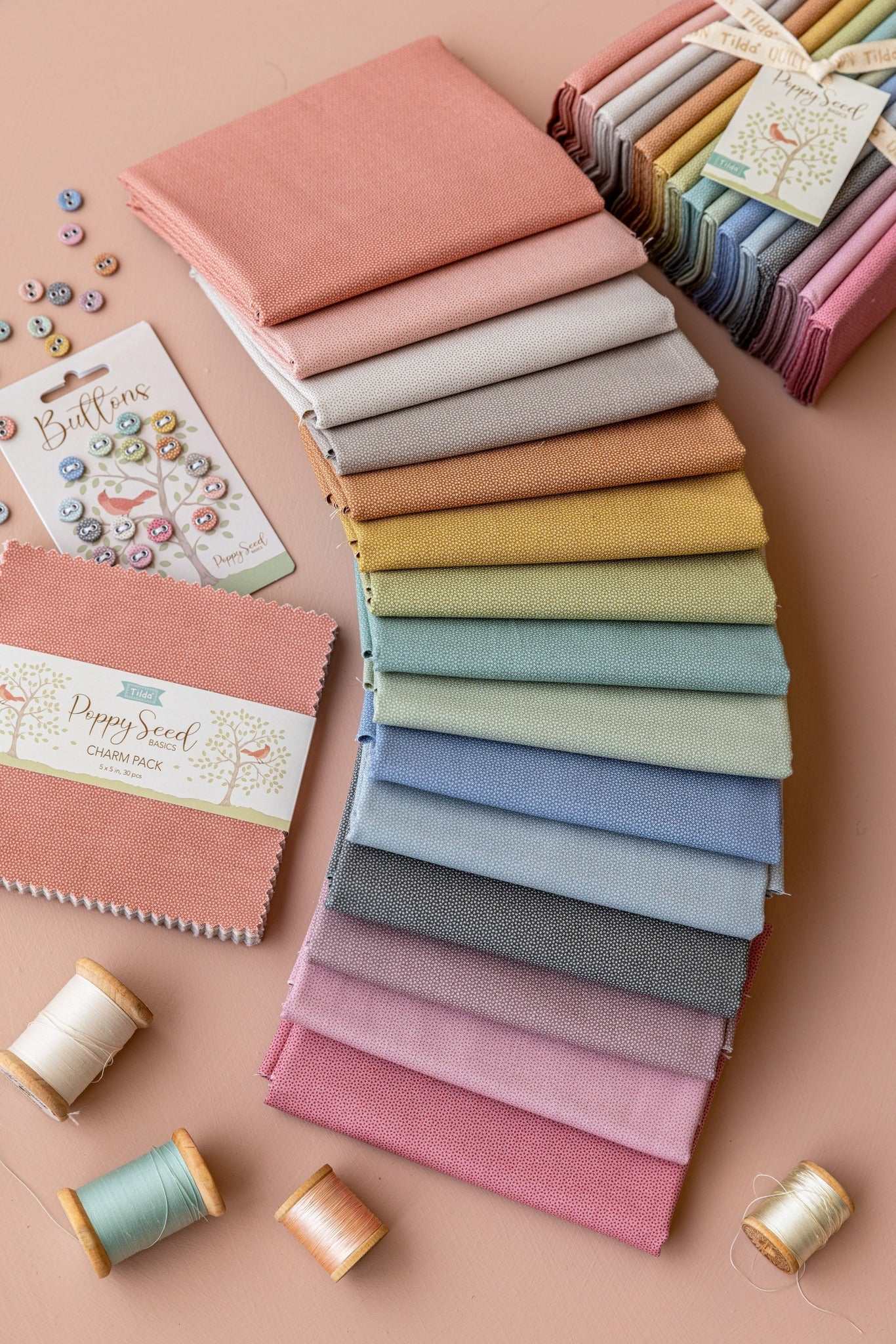 Poppyseed Basics half yard fabric bundle with pastel tiny dots by TILDA pre-order April 2026
