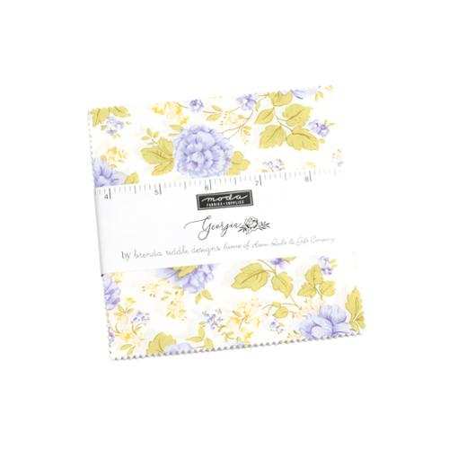 Georgia Charm Pack by Brenda Riddle featuring 42 pre-cut 5-inch fabric squares with floral designs
