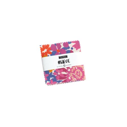 Maeve Mini Charm fabric squares by Crystal Manning for Moda Fabrics with vibrant floral designs