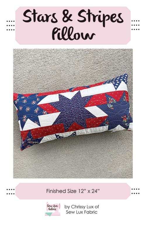 Stars & Stripes Pillow Pattern 12x24 patriotic red white blue star quilt design by Chrissy Lux