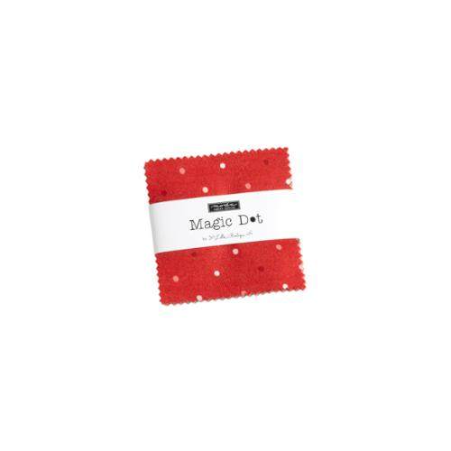 Magic Dot Mini Charm fabric squares by Lella Boutique with red polka dot design