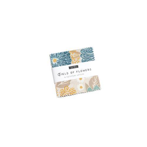Field of Flowers mini charm pack by Katharine Watson with colorful floral fabric squares
