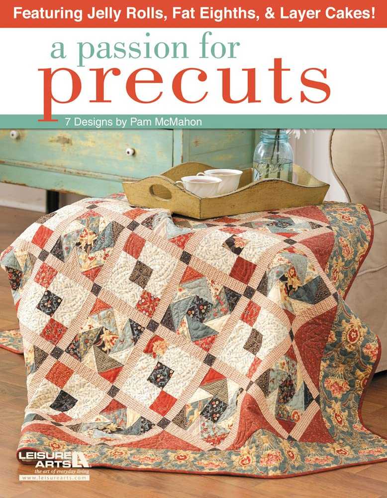 Colorful precut fabric bundles including fat quarters and jelly rolls for scrap-style quilting