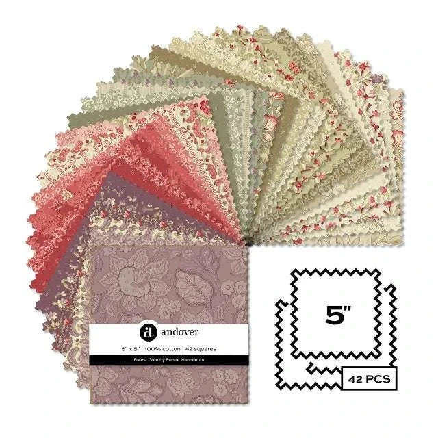 Forest Glen Fat Quarter Bundle 42 5-inch fabric squares by Renee Nanneman for Andover