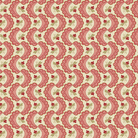 Forest Glen Ruffle Cinnabar fabric by Renee Nanneman featuring botanical meadow plants and floral patterns