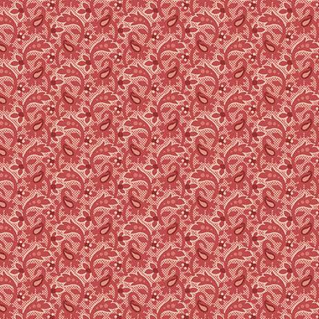 Forest Glen Dewdrops Raspberry fabric with 1870s floral botanical design by Renee Nanneman