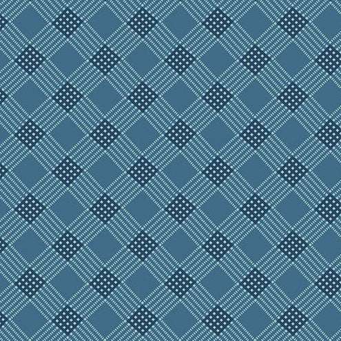 Special Delivery Tea Towel fabric with vintage florals and postal motifs in deep denim by Edyta Sitar