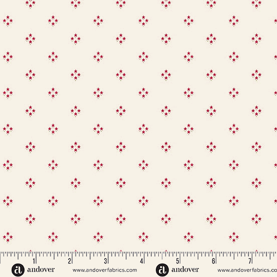 Tradition by Andover Fabrics white fabric with red star clusters patriotic print