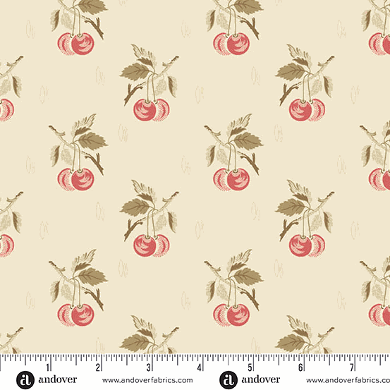 Cherry floral fabric from Lighthouse by Edyta Sitar collection in Sunkissed Sands Cerise color