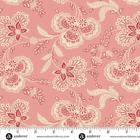 Lighthouse by Edyta Sitar cherry ice cream floral fabric pattern with traditional paisley design