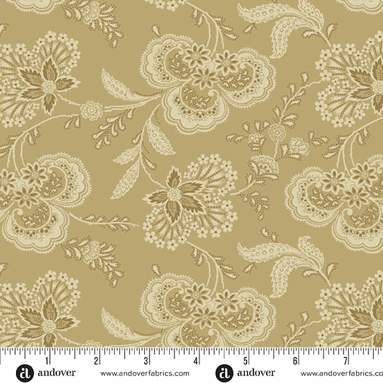 Lighthouse by Edyta Sitar floral fabric in warm beige from Lakehouse Allium collection