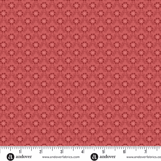 Red floral fabric from Lighthouse by Edyta Sitar collection with intricate lacey pattern