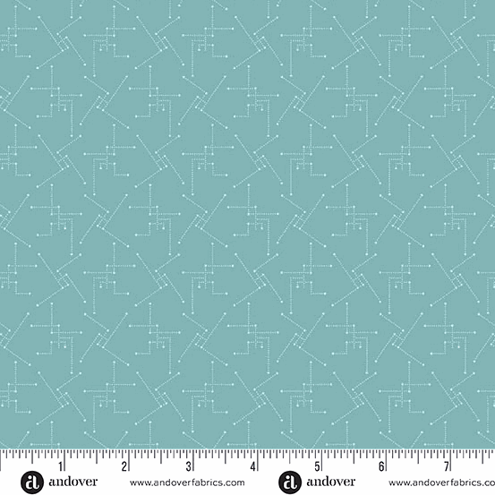 Lighthouse by Edyta Sitar blue fabric with white geometric pattern from Splash Shore Thing collection