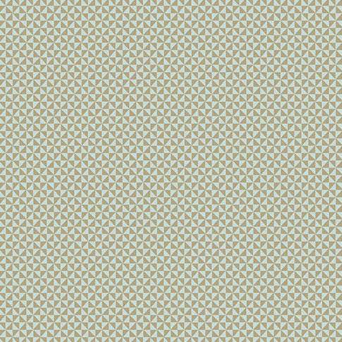 Sewing Bird fabric with half square triangle pattern in soft blue and neutral tones by Edyta Sitar