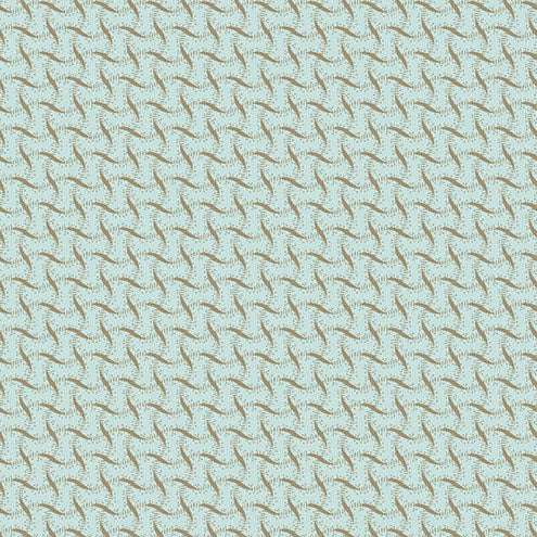 Sewing Bird Ribbon Weave Adriatic fabric with bluebird and sewing motifs by Edyta Sitar