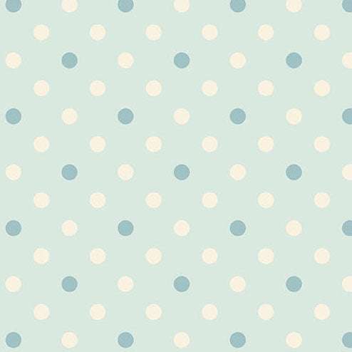 Sewing Bird Pearls fabric with soft blue and cream polka dots by Edyta Sitar