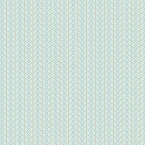 Sewing Bird Chevron Seafoam fabric with soft blue chevron and dot pattern by Edyta Sitar