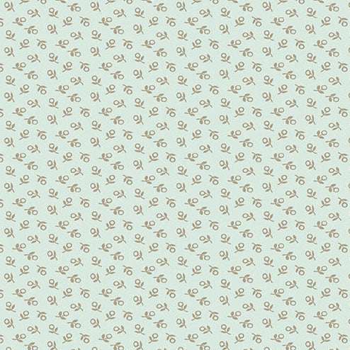 Sewing Bird Love Knot fabric in soft blue with small thread spool and bird motifs by Edyta Sitar