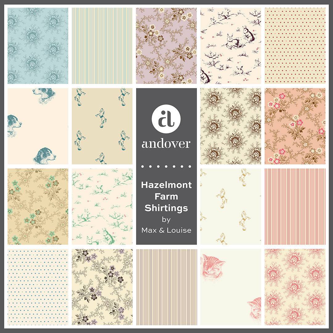 Hazelmont Farm Shirtings fabric bundle by Max and Louise featuring animal-inspired traditional quilt patterns
