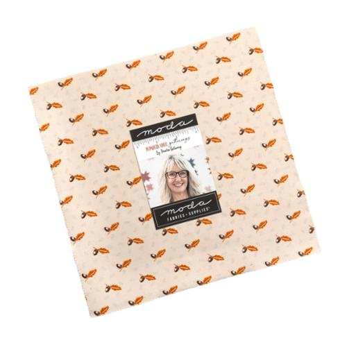 Pumpkin Spice Layer Cake fabric pack by Moda featuring autumn-themed cotton squares with fall leaf prints and warm colors