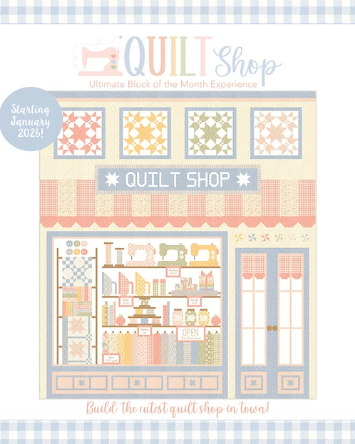 Quilt Shop BOM Quilt Kit featuring Handmade Sweetness pattern and fabrics by Heather Briggs for Moda Fabrics pre-order option with quilt top and backing