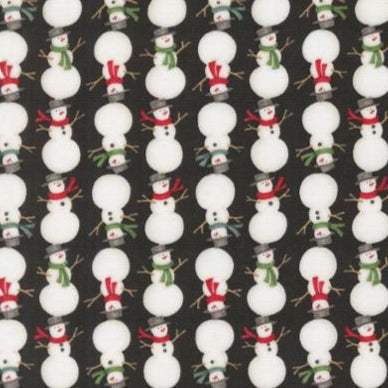 Winter Friends fabric by Deb Strain charcoal black with snowmen design for winter projects