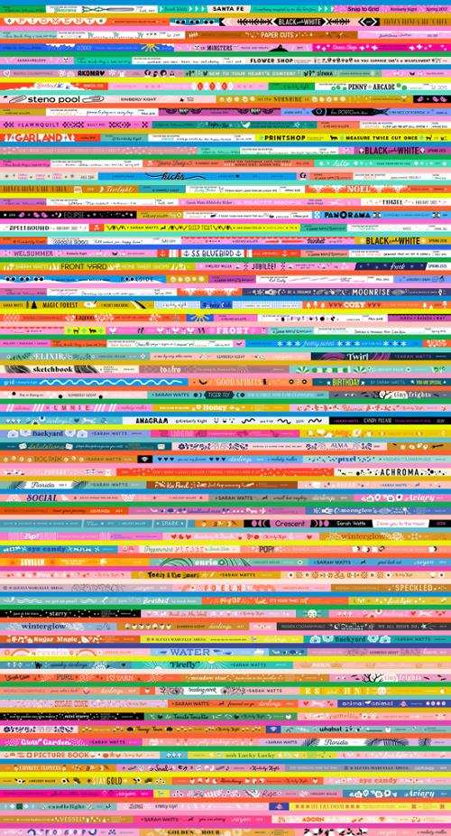 Selvedge Magic novelty text and words fabric by Ruby Star Society for Moda Fabrics in colorful stripes