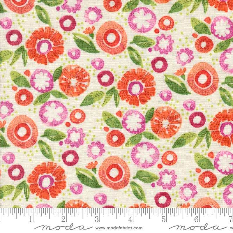 Superbloom Cream floral print 100% cotton fabric by Robin Pickens for quilting and apparel