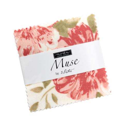 Muse Mini Charm Pack by 3 Sisters with floral fabric squares from Moda Fabrics
