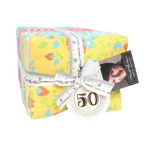 29-piece Sherbet Sunshine Flannels fat quarter bundle by Corey Yoder for Moda Fabrics with colorful floral patterns