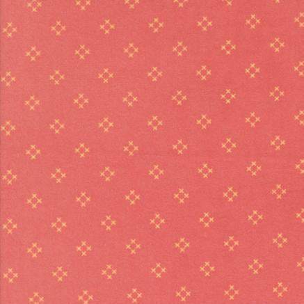 Sherbet Sunshine Flannels Diamond X Blenders Strawberry soft coral fabric with small cross pattern