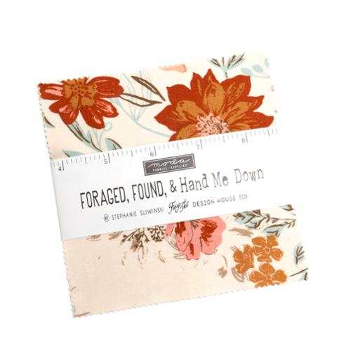 Foraged Found & Hand Me Down charm pack with floral vintage-inspired fabric squares by Moda Fabrics