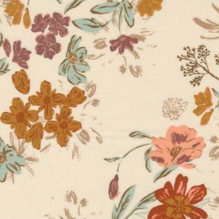 Foraged Found & Hand Me Down Harvest Bloom Floral fabric in eggshell by Fancy That Design House for Moda Fabrics