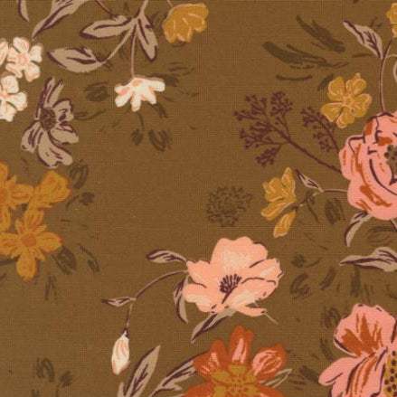 Foraged Found & Hand Me Down Harvest Bloom Floral cocoa fabric by Fancy That Design House for Moda Fabrics