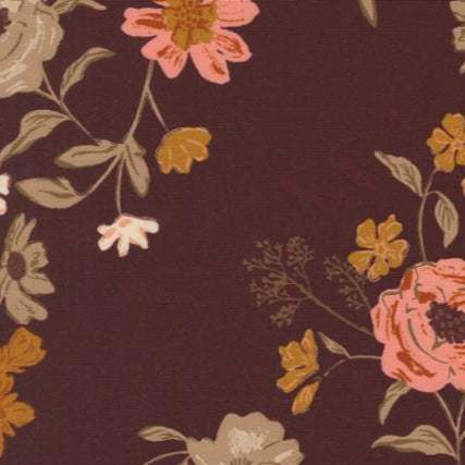Foraged Found & Hand Me Down Harvest Bloom Floral fabric in merlot by Fancy That Design House for Moda Fabrics