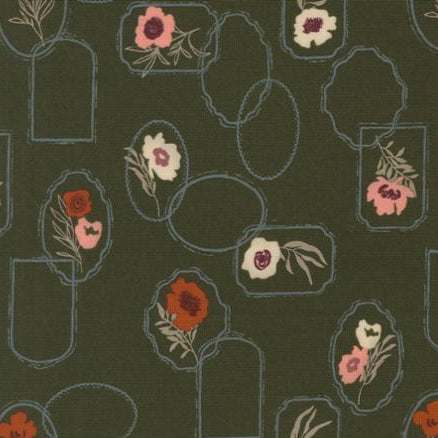 Foraged Found & Hand Me Down floral cameo pine fabric by Fancy That Design House for Moda Fabrics