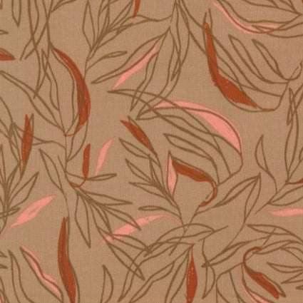 Foraged Found & Hand Me Down loose leaf blender fabric in mushroom tones with botanical design by Fancy That Design House for Moda Fabrics