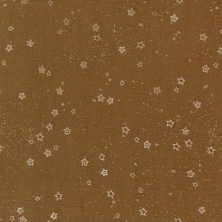 Foraged Found & Hand Me Down Stardust Blender Cocoa fabric by Fancy That Design House for Moda Fabrics with star pattern on brown background