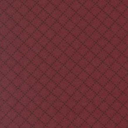 Prairie Gatherings Flannels Stitched Grid Merlot fabric by Primitive Gatherings for Moda Fabrics