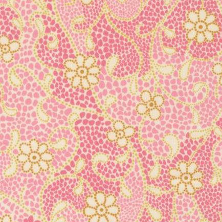 Parlor Good Vibes Only Cream fabric with pink paisley and floral pattern by Crystal Manning for Moda Fabrics