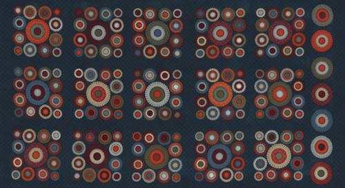 Prairie Gatherings Flannels Penny Cheater Panel Indigo fabric by Primitive Gatherings for Moda Fabrics, soft cozy 1/2 yard cuts