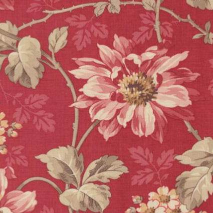 Joie De Vivre Angelique Florals Rouge fabric with vintage 19th century French floral design