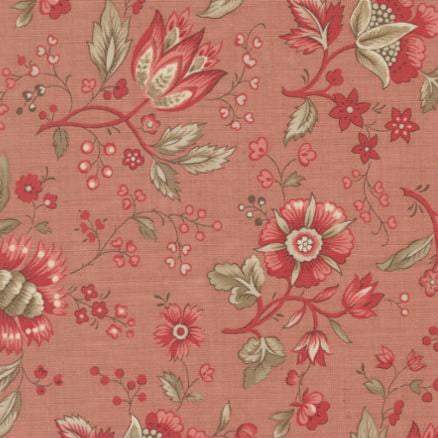 Joie De Vivre Rural Jardin Florals Clay fabric with vintage French floral print by Moda Fabrics