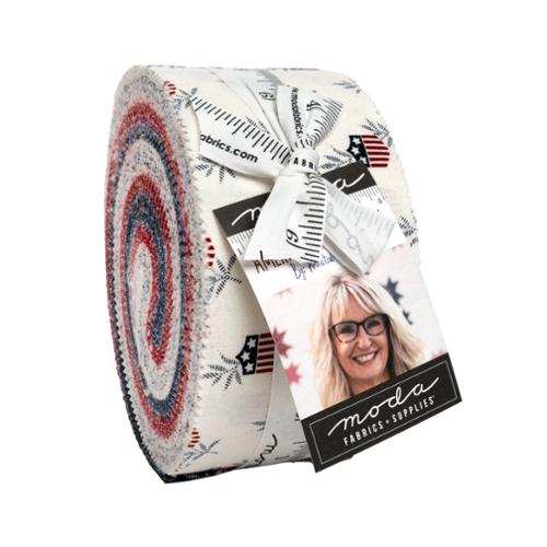 American Gatherings III Jelly Roll fabric strips by Primitive Gatherings for Moda Fabrics, 40 patriotic 2.5 inch strips