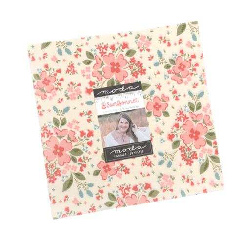 Sunbonnet Layer Cake 10-inch floral fabric squares pack for quilting and crafts by Moda