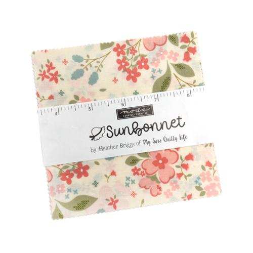 Sunbonnet Layer Cake 42-piece 5-inch precut fabric pack with floral prints for quilting by My Sew Quilty Life