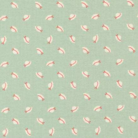 Sunbonnet Bonnets Dusty Blue fabric with small pink bonnet print by Heather Briggs for Moda Fabrics