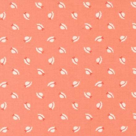 Sunbonnet Bonnets Coral fabric with small white bonnet motifs on coral background by Heather Briggs for Moda Fabrics