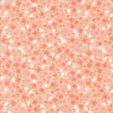 Sunbonnet Wild Blooms Pink fabric with delicate peach floral pattern by Heather Briggs for Moda Fabrics