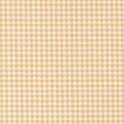 Sunbonnet Mini Gingham almond fabric by Heather Briggs for Moda Fabrics with small gingham pattern in beige and cream.